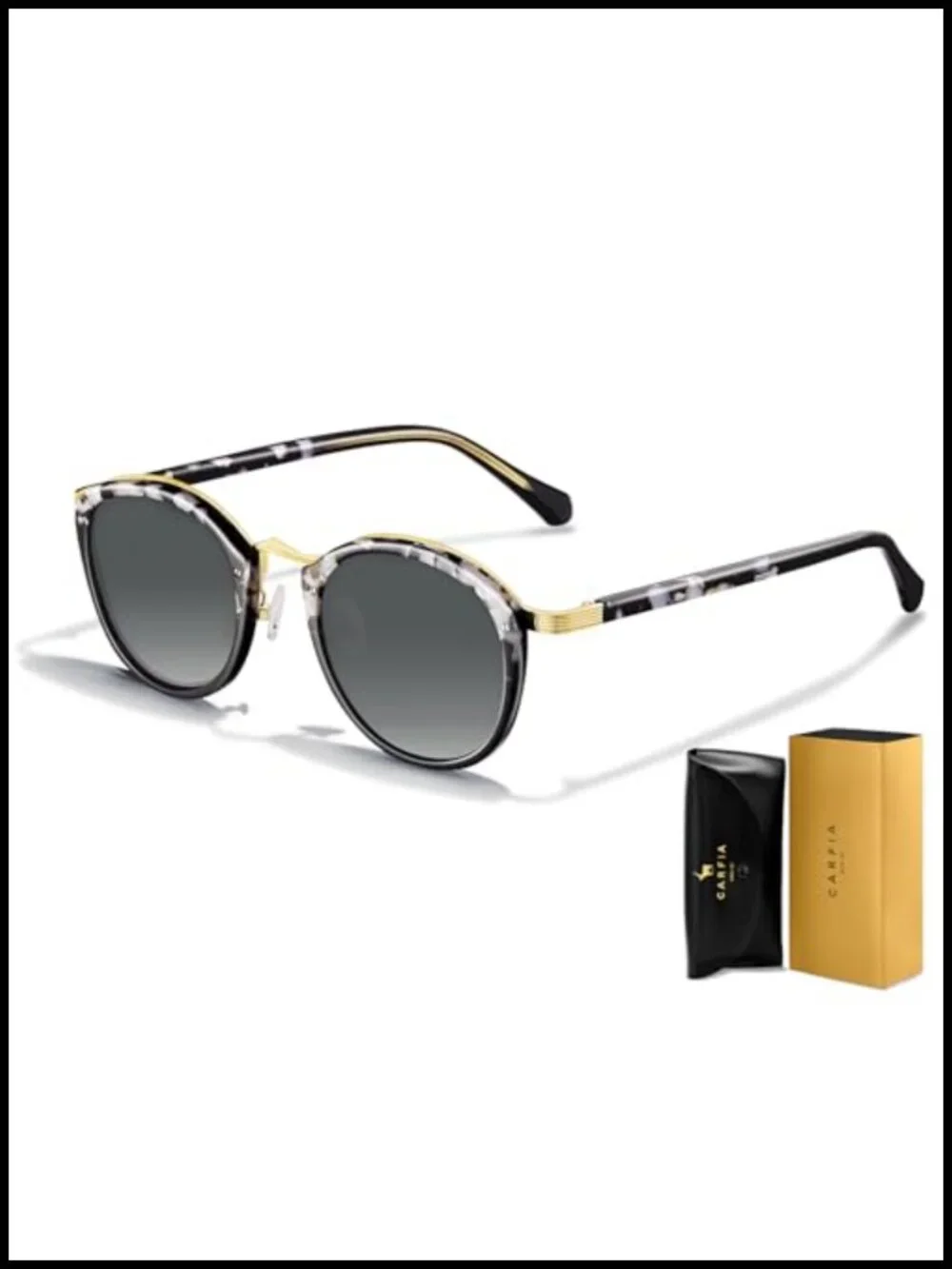Acetate Metal Bridge Retro Round Sunglasses Polarized UV Protection